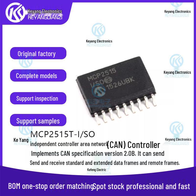 MCP2515T-I/SO CAN Controller IC Chip with SPI Interface, SOIC-18