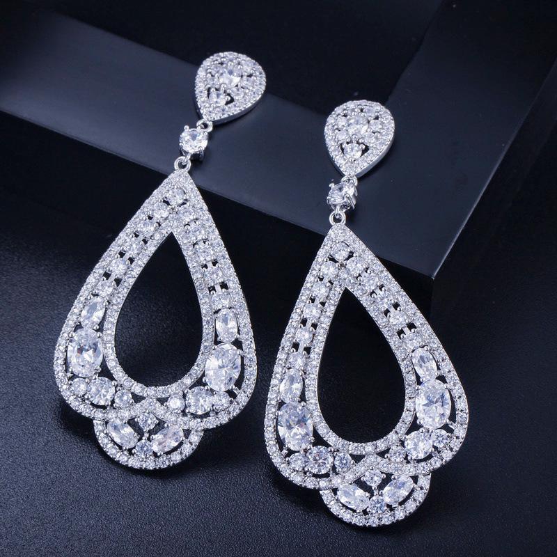 E0253 Exaggerated Women'S Ear Jewelry Full Of Zircon Earrings, Needle Multi-Color Optional