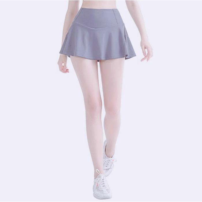 

Fake two-piece sports skirt women s summer thin quick-drying breathable anti-light fitness badminton yoga skirt trouser skirt XL сірий колір