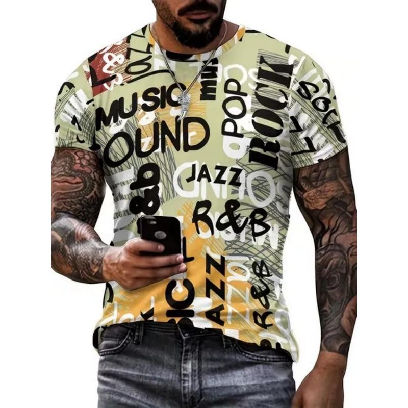 Modisches Herren-Rundhals-Kurzarm-3D-Casual-Farbprint-Casual-Kurzarm-Rundhals-T-Shirt