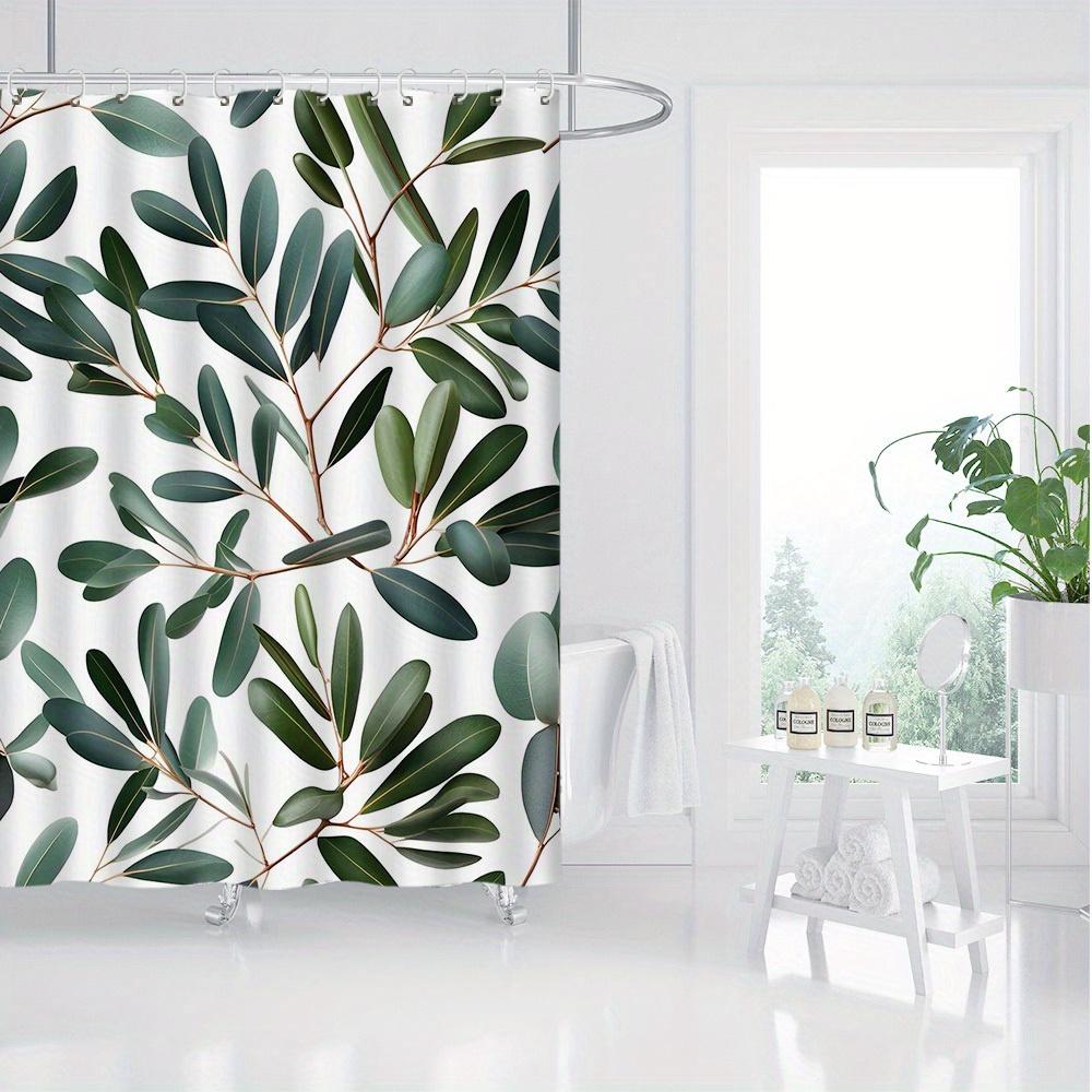 Modern Green Leaf Shower Curtain HD Print Oxford Cloth Waterproof with Grommets Bathroom Decor Home Hotel Durable Polyester
