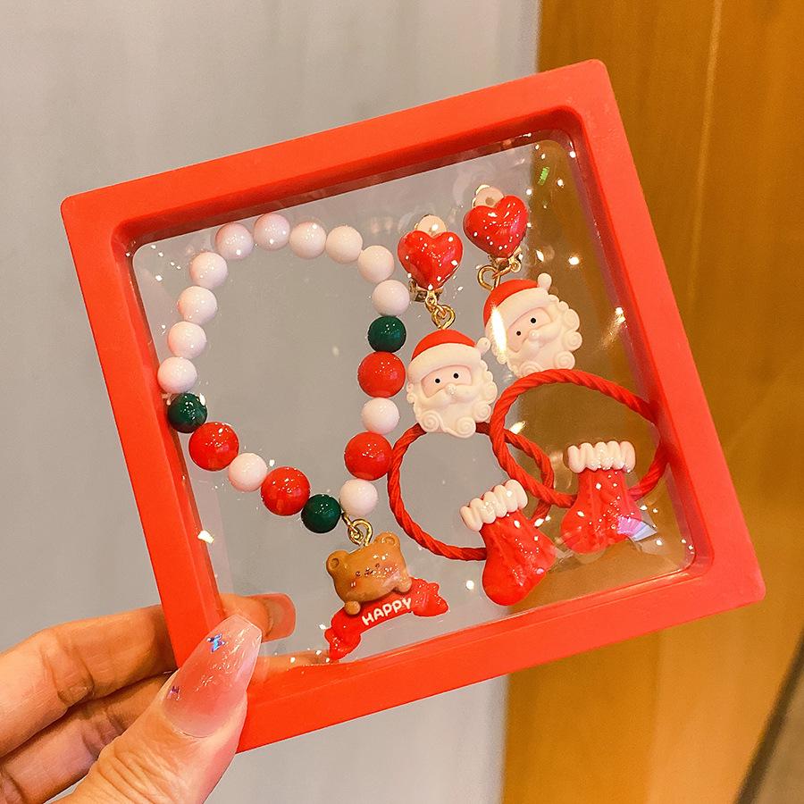Children's Holiday Jewelry Set: Reindeer Bracelet, Ear Clip, & Ring - Perfect Christmas Gift