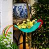 Iron Hanging Flower Pot Colorful Rooster Planter with Wide Planting Container and Chain System for Off-Floor Flower Displays on Patios and Porches