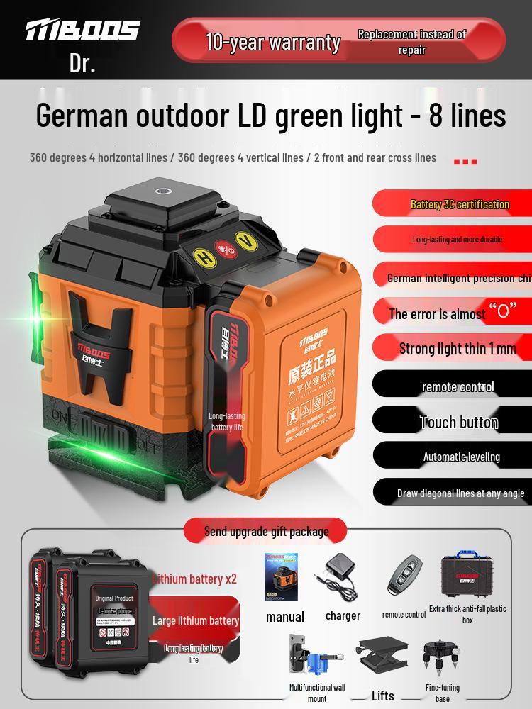 Nível Laser Infravermelho Automático de Alta Precisão de 12 Linhas para Uso Interno/Externo