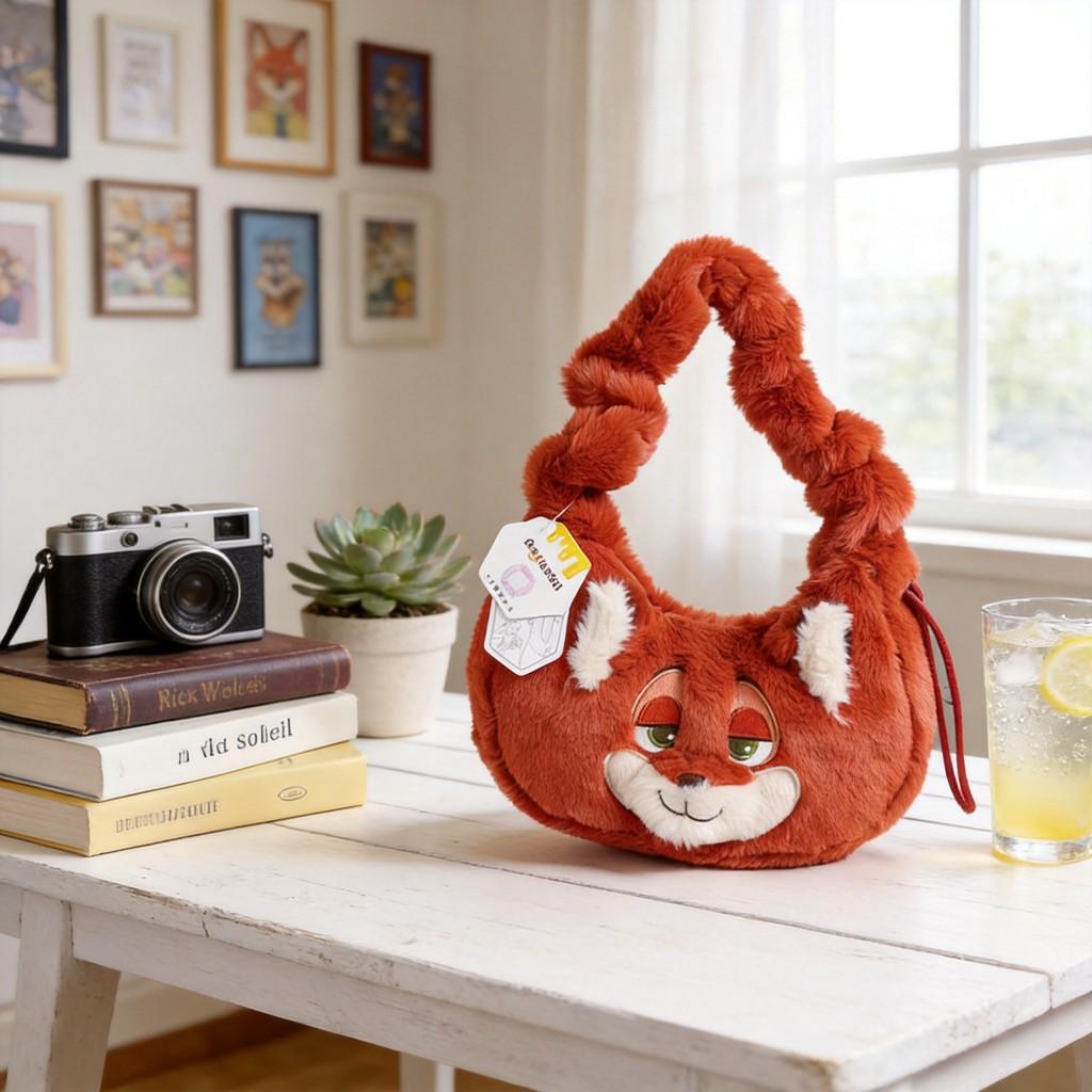 Zootopia Nick Judy Plush Toy Shoulder Bag With Long Plush Material For Kids And Fans