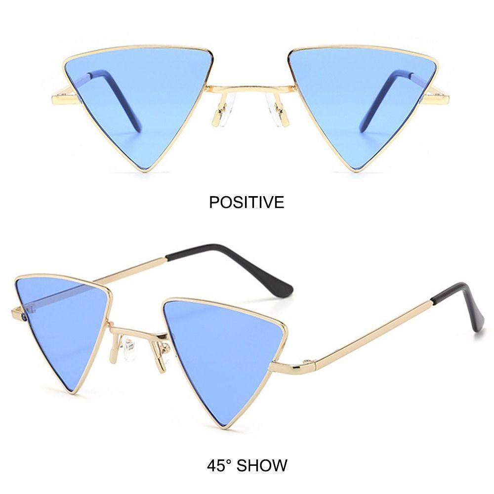 Triangular Small Hippie Sunglasses Tinted Colorful Lens UV400 Protection Punk Shades Metal Frame Eyeglasses