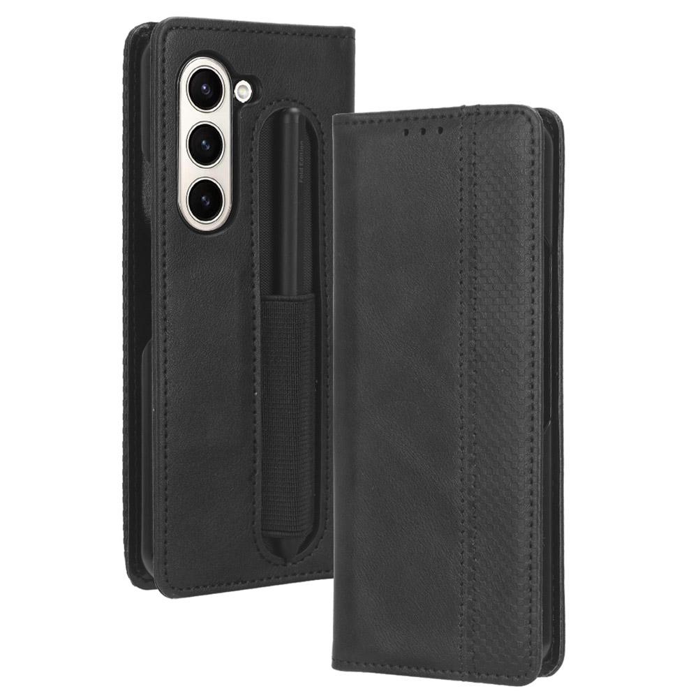 

Чехол для Samsung Galaxy Z Fold6 5G с держателем для карандаша, ретро-обложка для телефона из ПУ кожи A