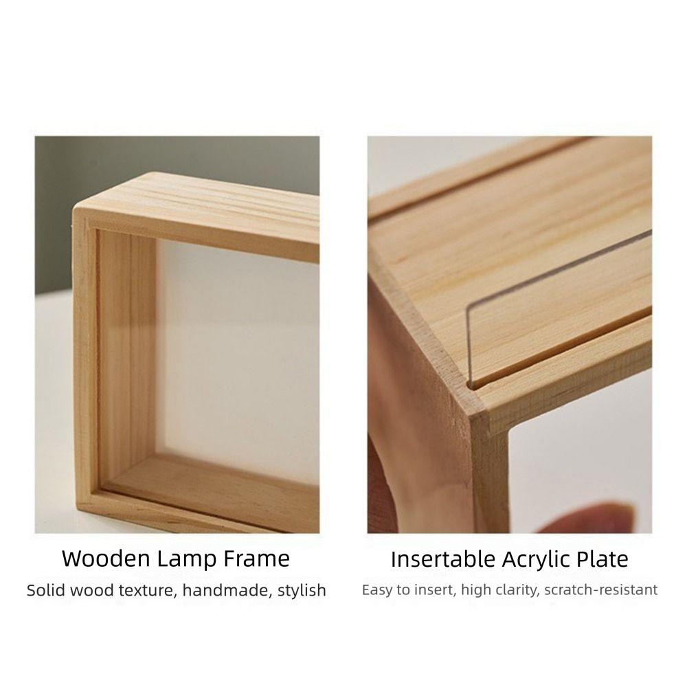 Decorative Wooden Shadow Box Frame Transparent Handmade Wood DIY Nightlight Acrylic Panels Soft Light 3D Picture Frame Tabletop