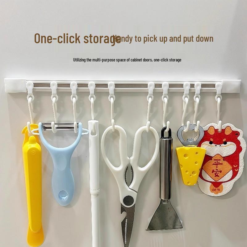 Sliding Rail Hooks for Kitchen Cabinet Doors - No-Drill Storage Solution