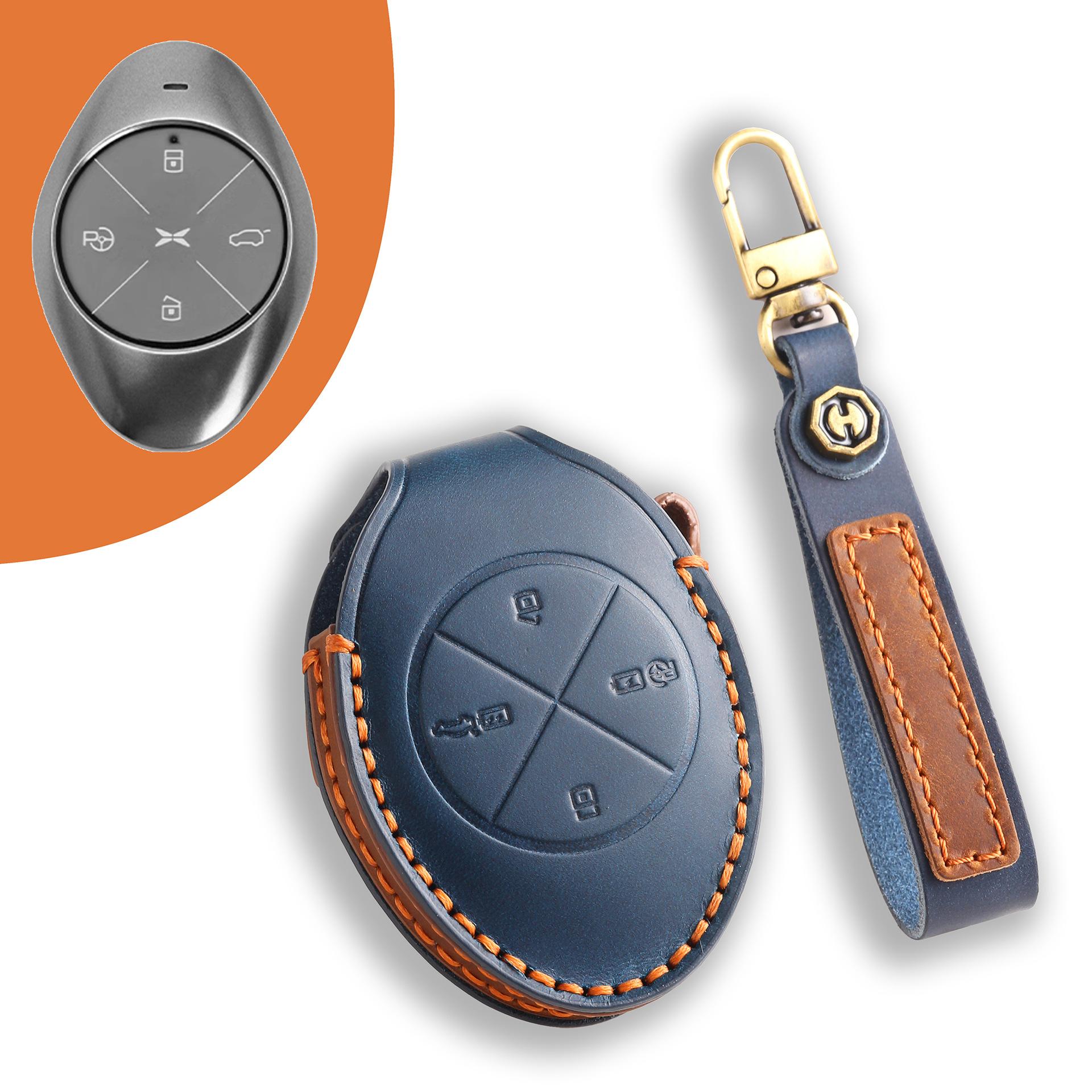 

Applicable to Xiaopeng car key set, new energy P7/P5/G3 high-end special car leather protective case bag синий