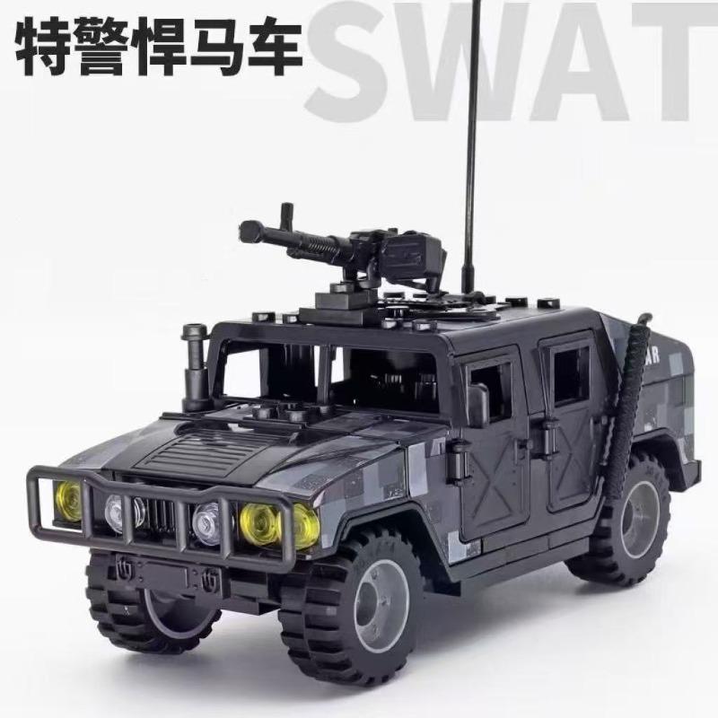 MOC polizia speciale militare scudo antiproiettile Hummer jeep auto antideflagrante mattoncini accessori armi militari giocattoli