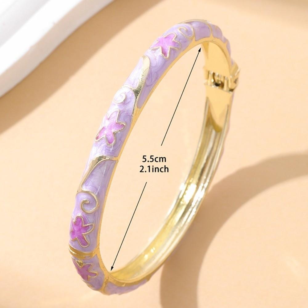 Colourful Floral Cloisonne Bracelet Gold Color Cloisonne Bangle Retro Enamel Bracelet Women