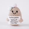Funny Crochet Colorful Hat Potatoes With Card Home Room Decoration Handmade Knitted Positive Energy Potato Doll Christmas Gifts