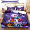3PC Custom Name Winter Snowman Card Bedding Set Printed Bedding Set Duvet Cover Closure Includes 1 Duvet Cover & 2 Pillowcases for All Seasons Bedroom