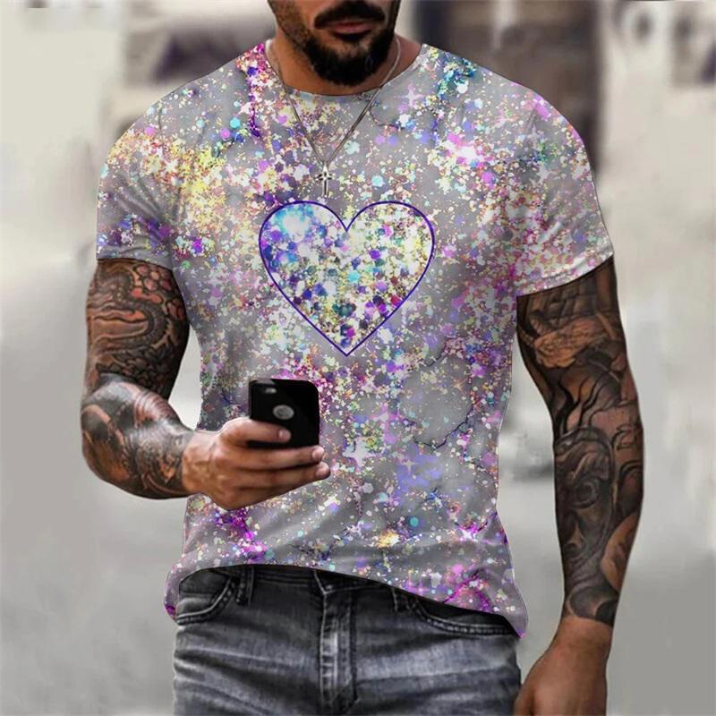 3D Printing Men's Glitter Graphic T-shirt Fashion Short Sleeve Casual Plus Size Tee Tops Streetwear Camisetas De Hombre