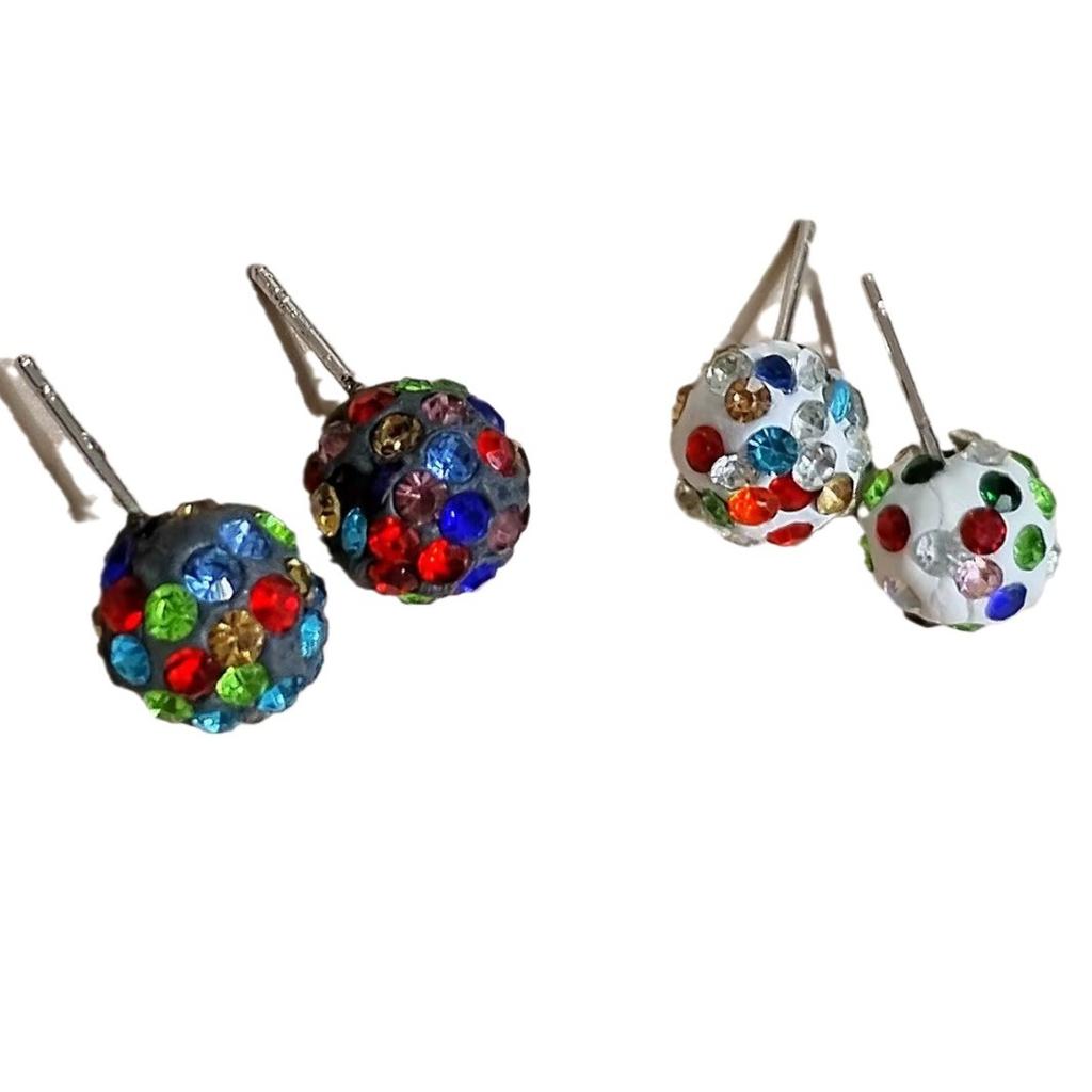 High-quality Super Flash Full Diamond Ball Earrings, Anti-allergic Silver Needle Earrings, Femininity, Japanese and Korean Versatile Earlobe Earrings,