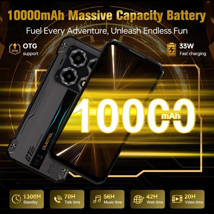 OUKITEL WP60 5G Rugged Smartphone 48GO+512GO/1TO 7.2" 120Hz 10000mAh Telephone Portable Incassable Android 15 Duoble SIM/NFC Noir