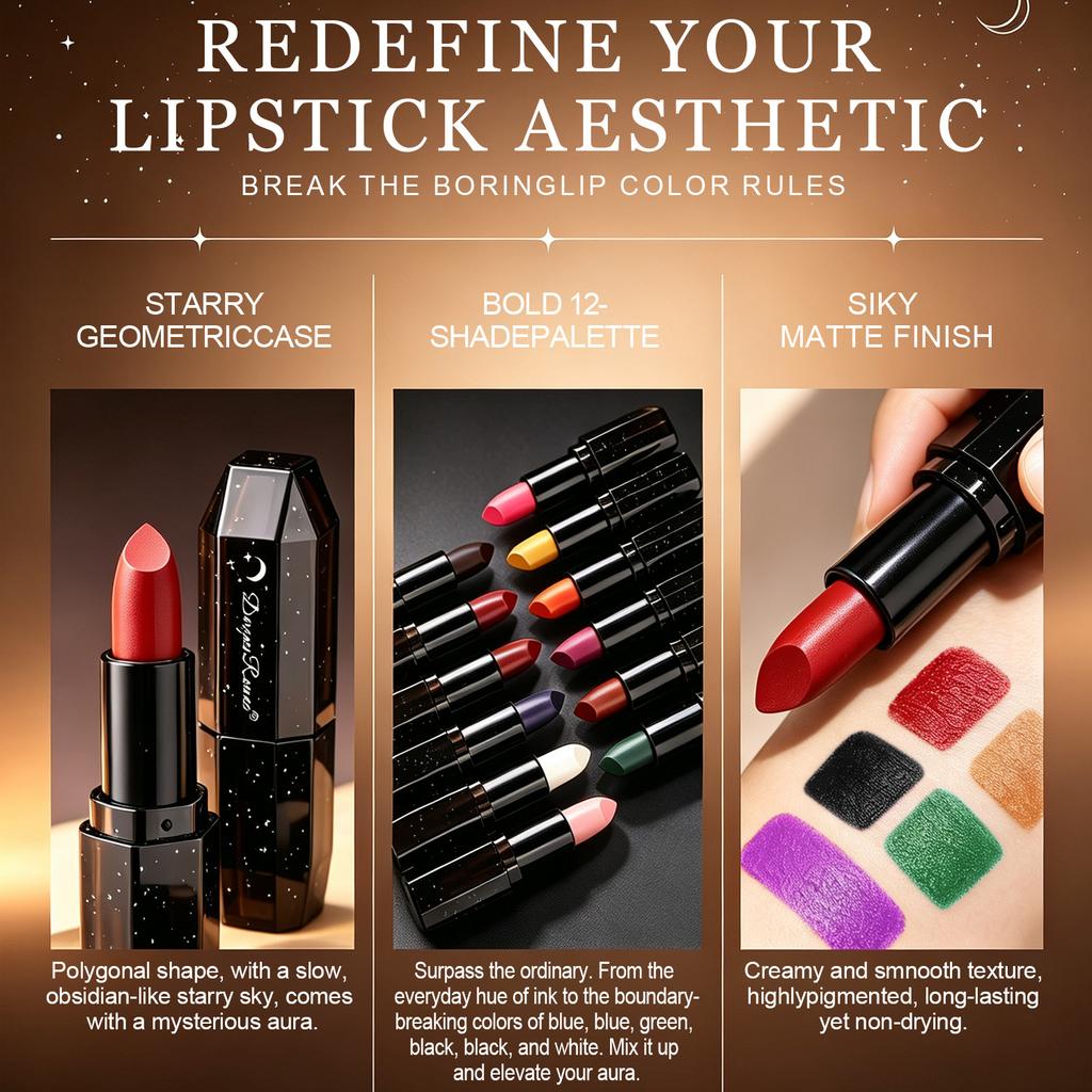 Halloween Matte Lipstick Green, Brown, Rose Red, Black, Blue, Green, Purple, Red Lip Tints - Waterproof, Smudge-Proof Lip Stains for Cosplay Makeup