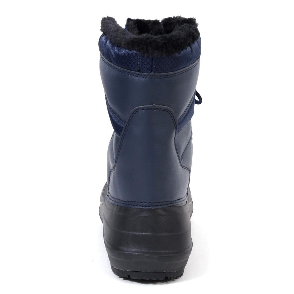 Akiriko Men's Snow Boots, Synthetic Leather, 4cm Waterproof, Lace-Up, Grip Sole, Navy, Size 26cm