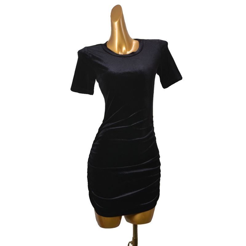 Foreign Trade Original Order round Neck Pleated Waist-Tight Dress Swedish Card Short Sleeve Slim-Fit Hip-Wrapped Short Dress