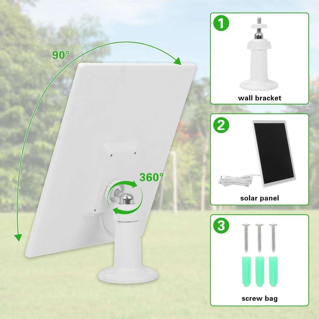 6W Solar Panel for Ring Camera, Adjustable Solar Panel Compatible with Ring Spotlight Cam Plus/Pro and Cam Battery, IP65 Waterproof Solar Charger