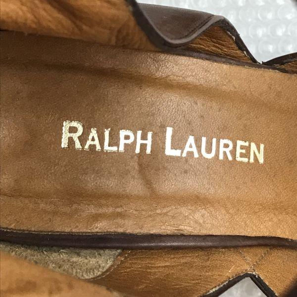 RALPH LAUREN leather ankle strap sandals high heels brown 22.5-23.5(USED)