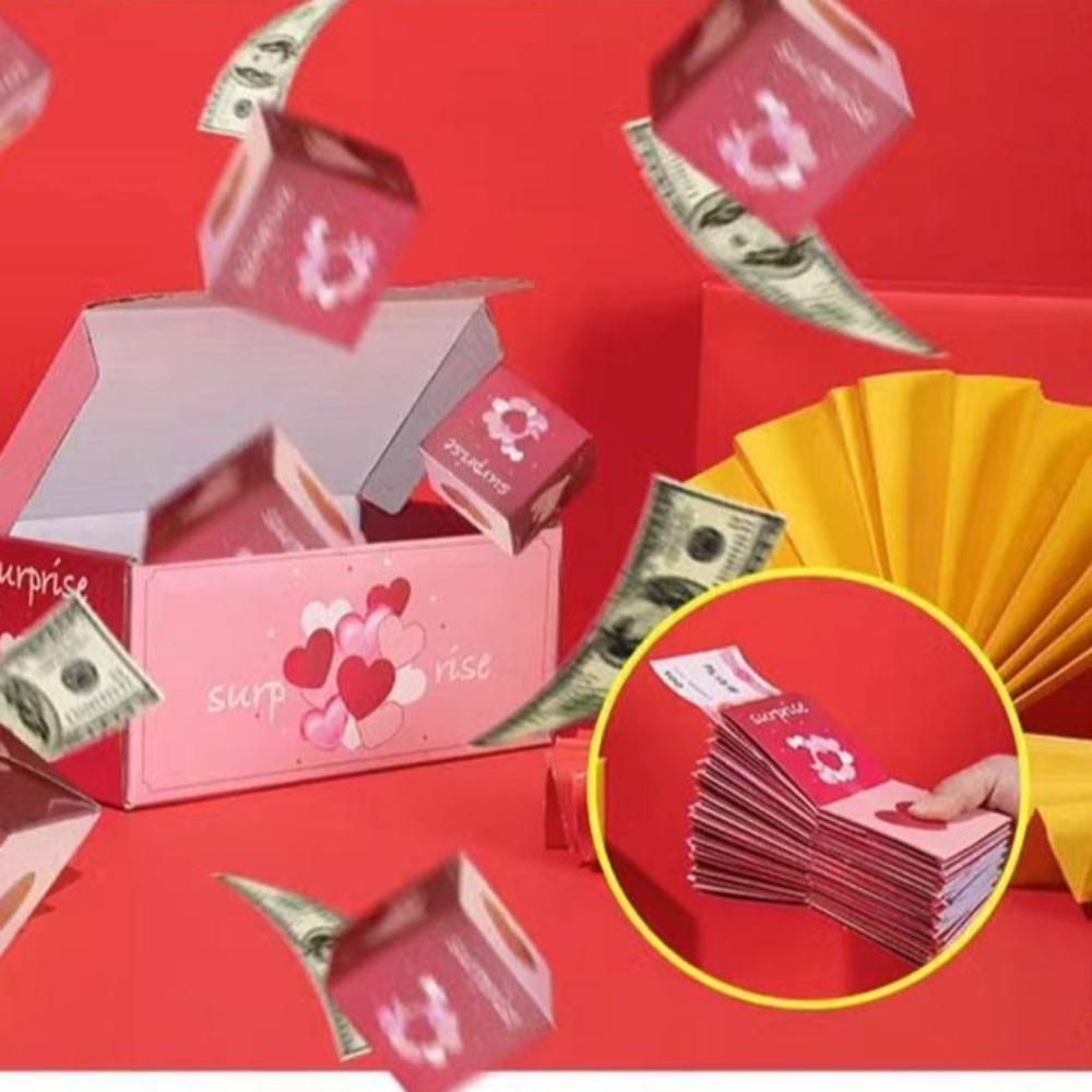 Surprise bounce box explosive red envelope ejection box spray money birthday Qixi Festival Valentine's Day gift for girlfriend