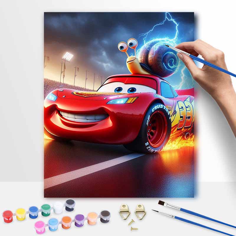 Disney Lightning Mcqueen Snail Painting Kit Canvas DIY Home Decor Gift