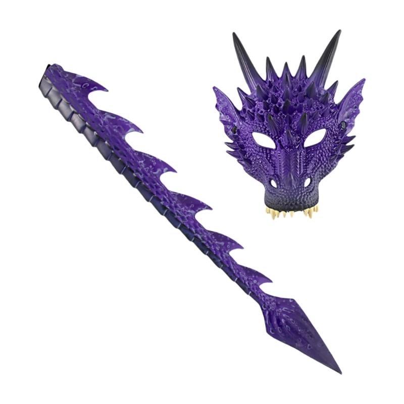 Drake-dräkt för barn, Pojkar Flickor, Drake Vinge Svans Mask Set, Halloween Dinosaurie Cosplay Kostym Tillbehör