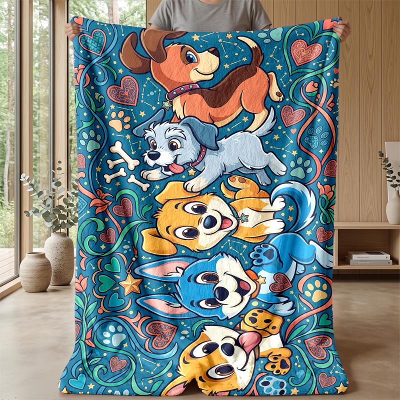 Pug Paradise Floral Theme blanket Lightweight Warm Flannel Blanket Decorative Throw Blanket for Home Decoration