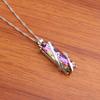 Colorful Faux Crystal Necklace Rectangular Pendant Necklace Stylish Vine Design Adjustable Dainty Necklace
