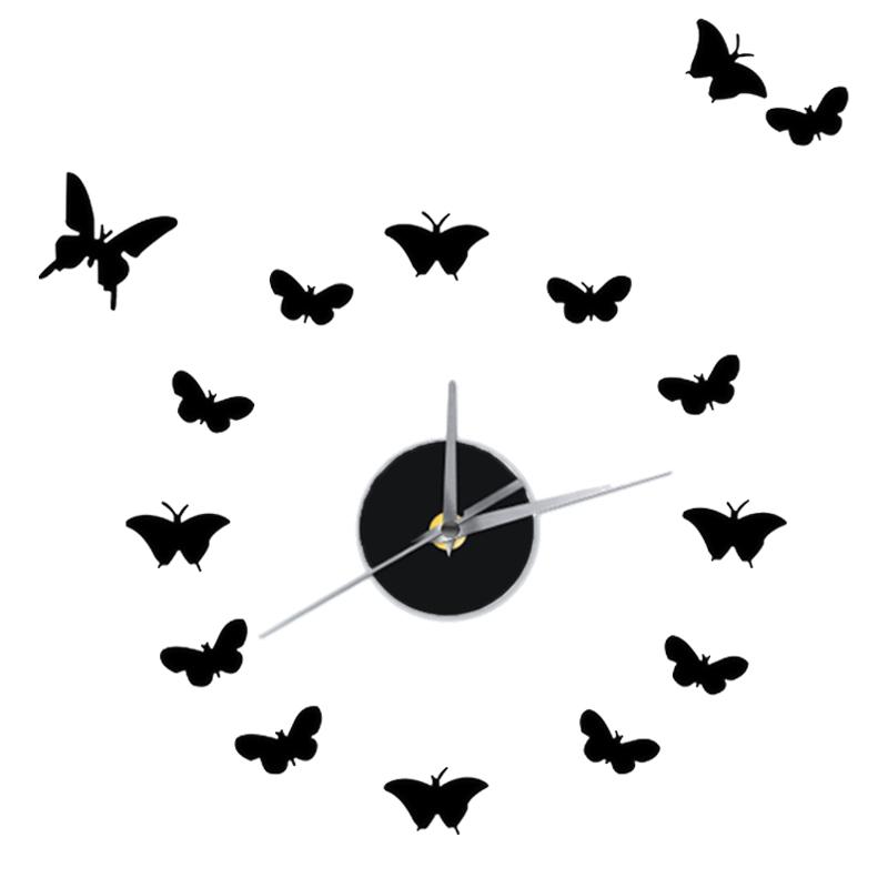 

Стерео бабочка искусство настенные часы кварцевые часы DIY цифровое зеркало настенные наклейки часы беззвучный Horloge кафе гостиная домашний декор