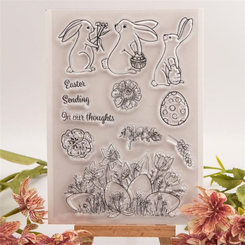 Silicone Clear Stamps Easter Rabbit Eggs Seal Stamps DIY Scrapbooking Craft Card Making Embossings Photo Journal Album