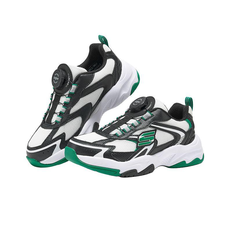Skechers Kids Comfortable Fashion Slip-Resistant Durable Low-Top Casual Shoes Kids Shoes Black Green 405292L-BKW