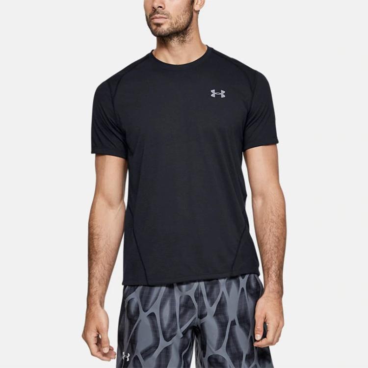 Under Armour Round Neck Sports T-Shirt Men Tops Black 1350096-001