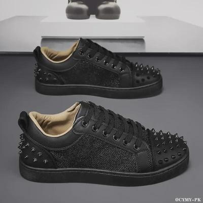 Men's 2024 Autumn Black Rivet Casual Fashion Sneakers