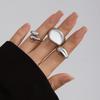 Design Sense Lava Metal Smooth Opening Ring Ring for Women's Niche Texture Geometric Curved Ring