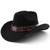 Western cowboy roll-up edge big edge cowboy hat bull head accessories leather velvet jazz hat riding hat