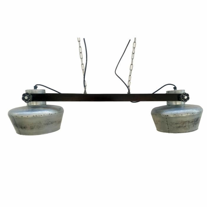 Suspension - Fer Et Bois De Manguier - 50W - Design Loft - 104x25x28 Cm