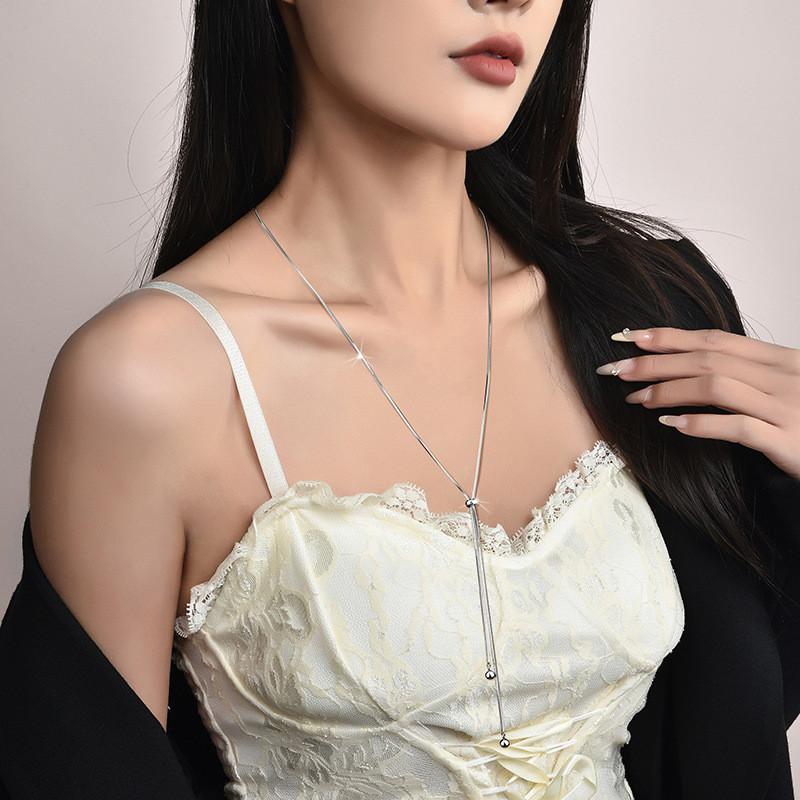 Titanium Steel Trendy Sweater Chain Necklace For Women Offering Unique Shape Geometric