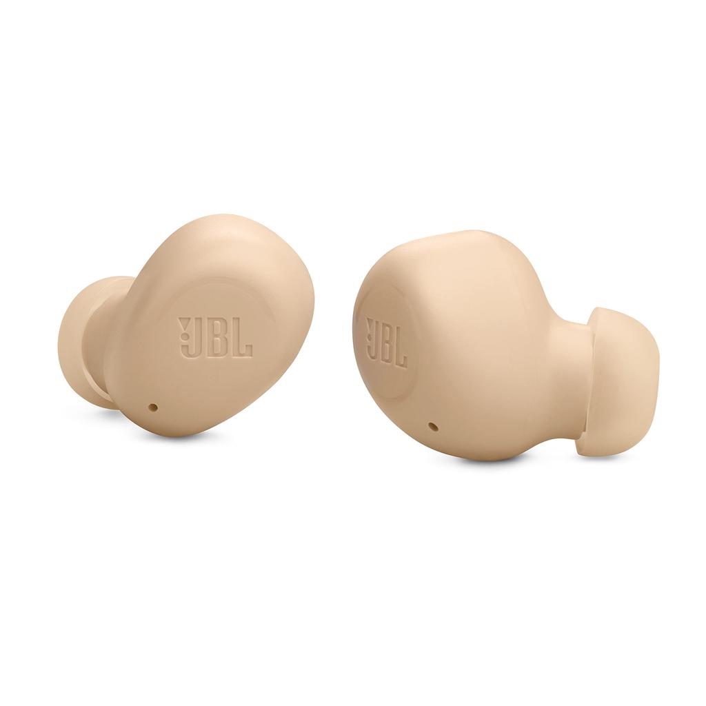 JBL WAVE BUDS True Wireless Earbuds, Bluetooth, IP54 Waterproof and Dustproof, App Compatible, USB Type-C, Beige, JBLWBUDSBEG, Small