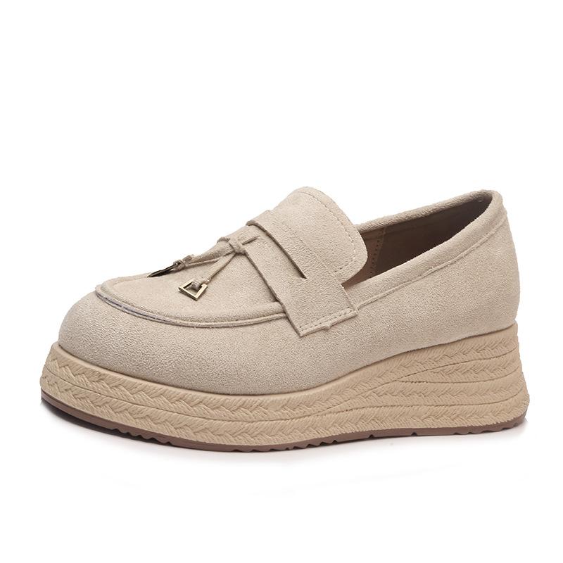 Fisherman shoes women's spring new wedge heel Boken shoes platform straw lazy