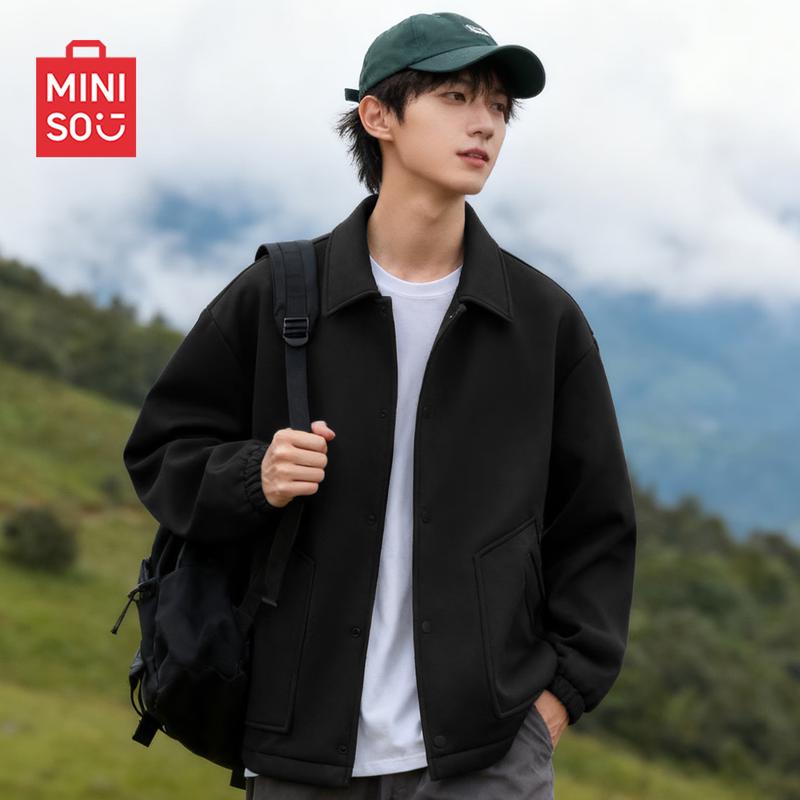

MINISO Men s Fleece-Lined Heavyweight Lapel Jacket 2XL