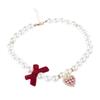 Dog Cats Pearls Necklace Handmade Pet Long Elegant Bowknot Pattern Necklace for Everyday Wear and Pet Gatherings