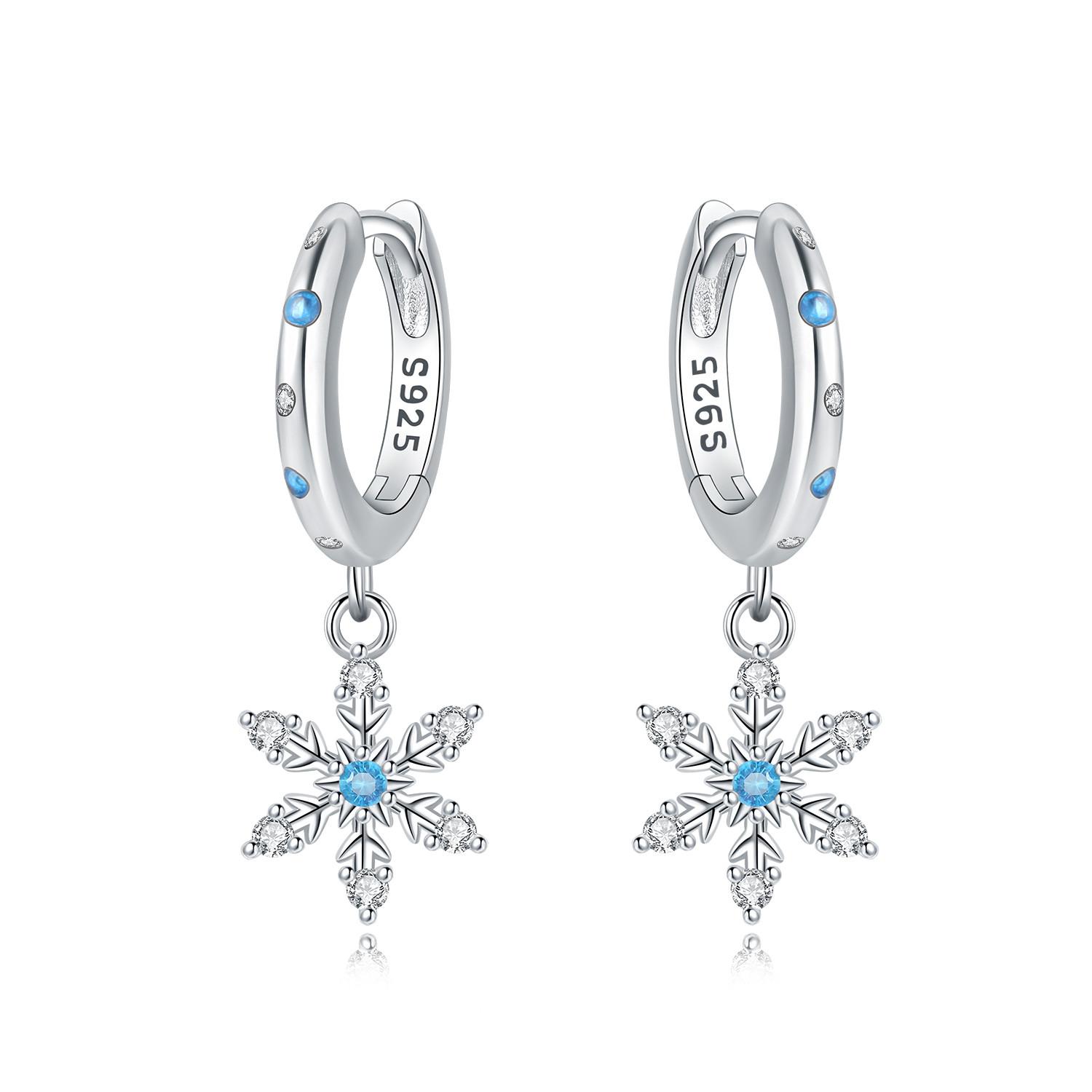 

925 Silver Blue Zircon Snowflakes Drop Earrings Women Earrings Charm Fashion Versatile Party Jewelry Gifts