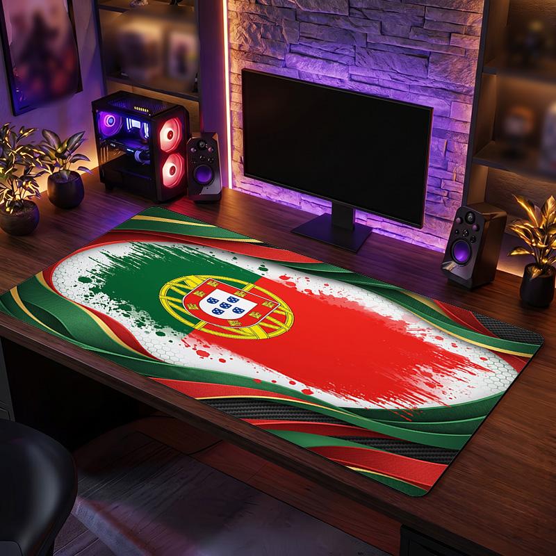 Portugal Football Crest Mouse Pad, Extended Non Slip Rubber Desk Mat for Gaming Office Laptop Fan Gift