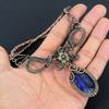 Blue Sapphire Necklace, Handmade Gemstone Necklace, 999 Copper Wire Wrapped Necklace Antique Jewelry, For Engagement Gift