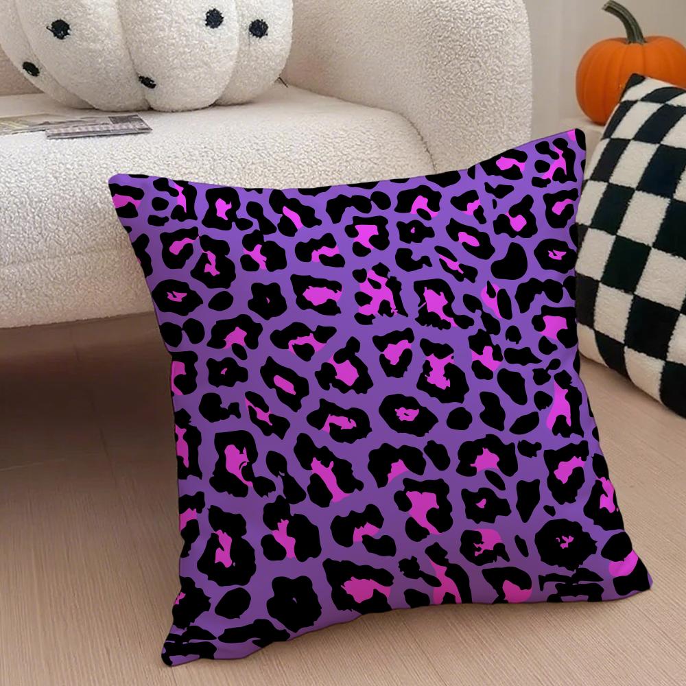Trendy Fashion Art Leopard Print Texture Cushion Cover Throw Pillow Cover Hidden Button Durable Polyester Chair Cushion