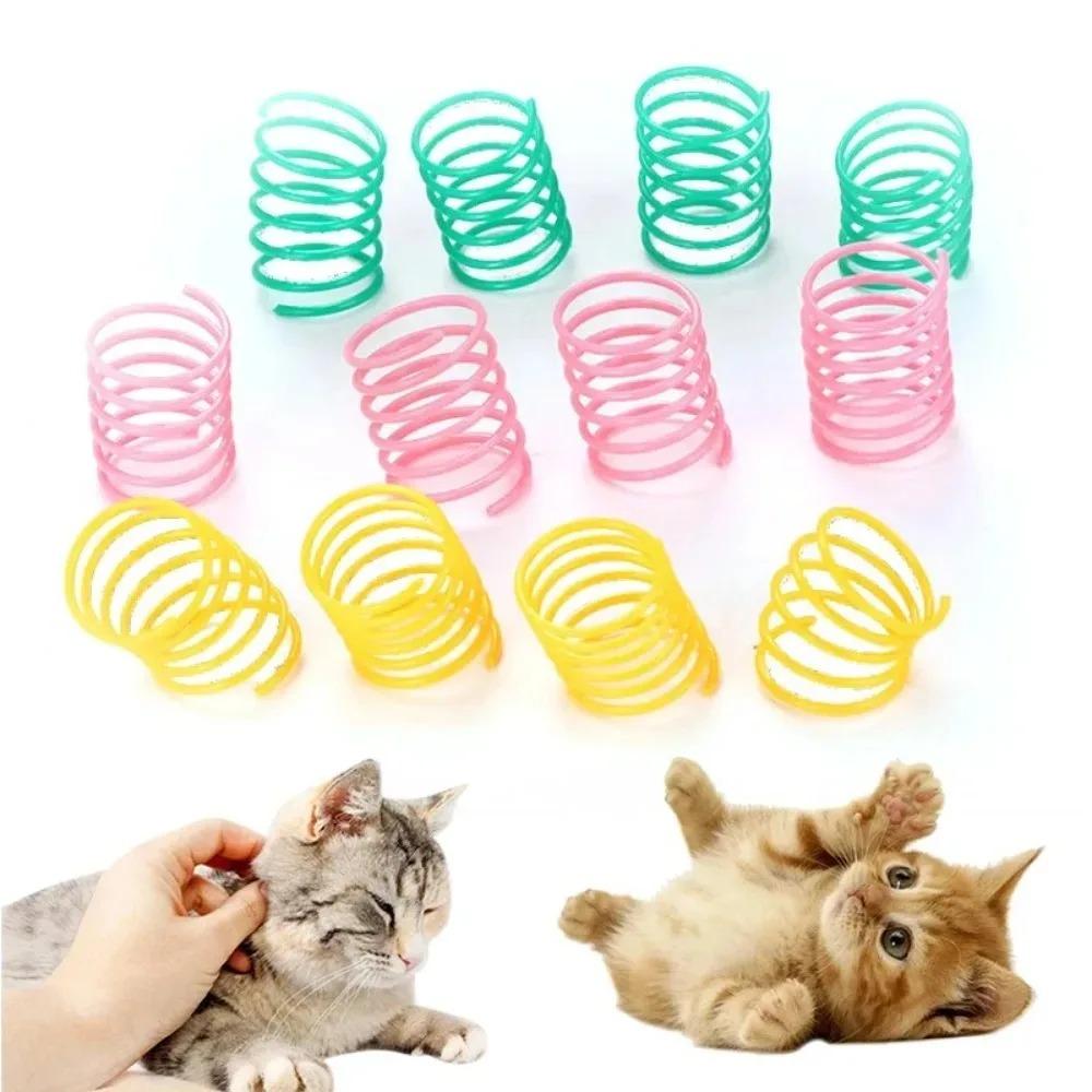 Interactive Spiral Spring Cat Toys Colorful Coil Springs Durable Pet Kitten Toys for Chewing Playing