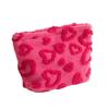 Plush Heart Pattern Travel Makeup Bag With Zipper For Women And Gift Use